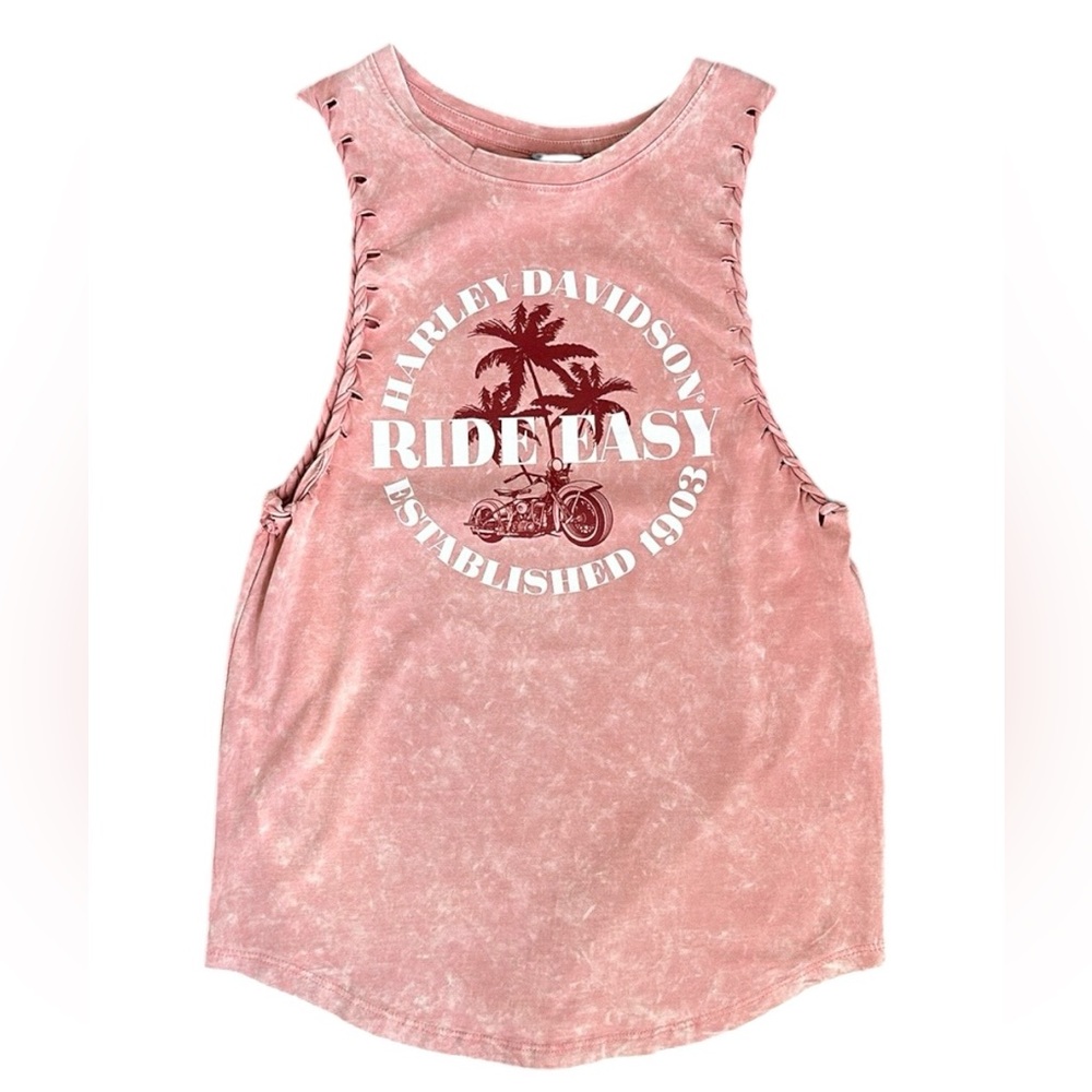 Harley Davidson ride easy pink detail tank S NWT